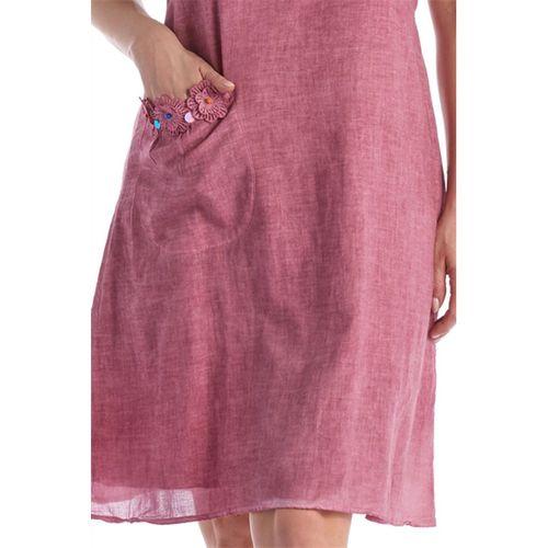 Kolsuz Gül Kurusu Papatya Nakışlı Cepli Kısa Poplin Elbise