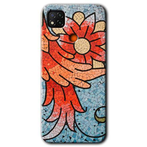 Redmi 9c Kılıf HD Desen Baskılı Arka Kapak - Mozaik Çiçek