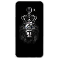 MRCİLETİSİM Samsung Galaxy C7 Kılıf HD Desen Baskılı Arka Kapak + Temperli Cam - King Lion
