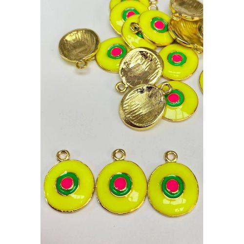 Neon Sarı Mineli Göz Model Kolye Ucu 1 Adet