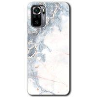 MRCİLETİSİM Xiaomi Redmi Note 10s Kılıf Kapak - White Marble +Hayalet Ekran Yandan Gözükmez