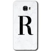 Potkal Hediye Fabrikası Samsung Galaxy C7 Pro Kılıf HD Desen Baskılı Arka Kapak - Beyaz Mermer Desenli R Harfi