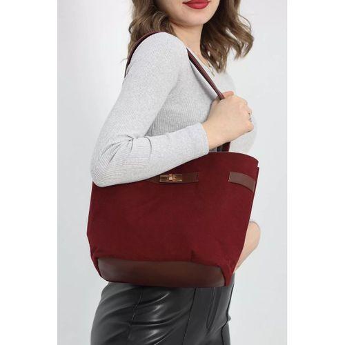pilelistore Süet Kilitli Çanta Bordo