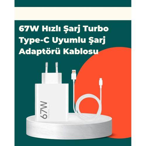 Güvenli Ve Hızlı Şarj İçin 67w Turbo Adaptör Type-c Kablo İle
