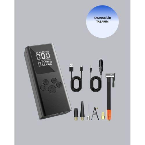 Usb Şarjlı Taşınabilir Hava Kompresörü Dijital Ekranlı