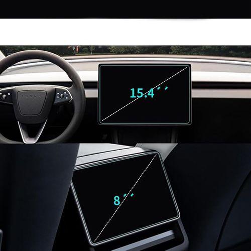 Tesla Yeni Model Y 2in1 Araç Multimedya Ekran Koruyucu Uygulama Aparatlı Zore Premium Temperli Cam Ekran Koruyucu