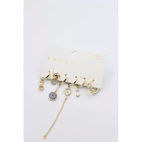 Taşlı Set Küpe - Altın