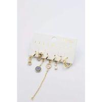 Taşlı Set Küpe - Altın