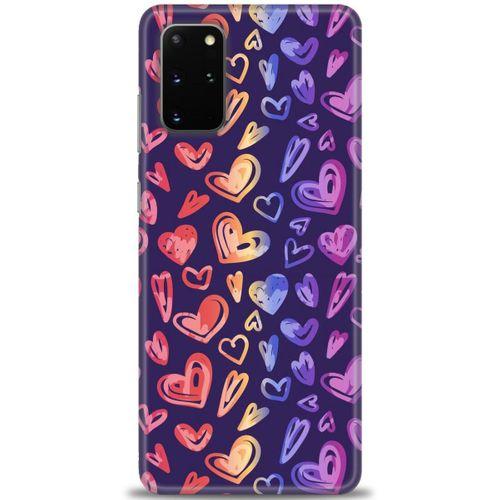 Samsung Galaxy S20 Plus Kılıf HD Baskılı Kılıf - Renkli Kalpler + Tam Ekran Koruyucu