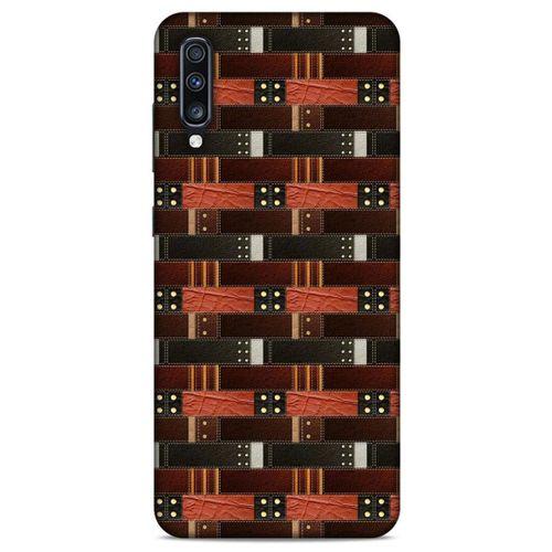 Samsung Galaxy A70s Kılıf Patchwork (19) Kılıfları Kahve Turuncu