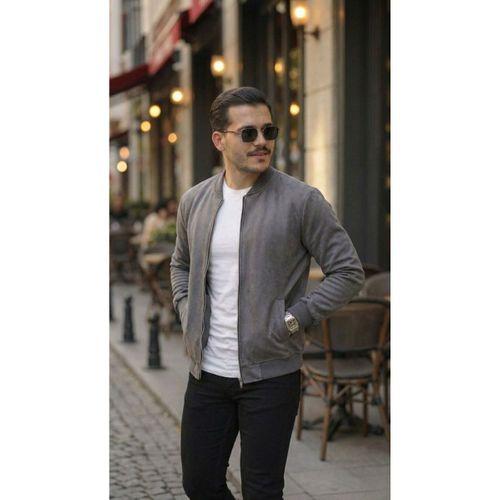 Erkek Scuba Süet Kumaş Bomber Hırka