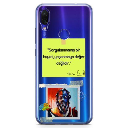 Xiaomi Redmi Note 7 Kılıf Caps Sokrates Hayat Arka Kapak Koruma Desenli Full Koruyucu