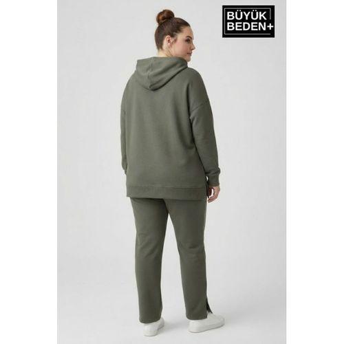 Büyük Beden Kapşonlu NY Newyork Baskılı Tunik ince Sweatshırt  SPR26BTK991-1