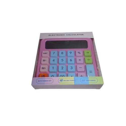 RUNZON PEMBE 12 HANE RENKLİ KARE TUŞ TAKIMI HESAP MAKİNESİ