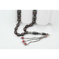 Kule Model Gümüş İşlemeli Oltu Sıkması Tespih