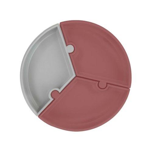 OiOi OiOi Puzzle Vakum Tabanlı Silikon Tabak Velvet Rose / Powder Grey