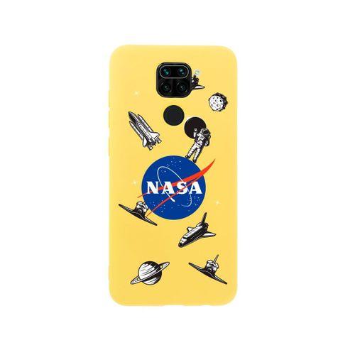 Xiaomi Redmi Note 9 NASA Desenli Premium Silikonlu Sarı Telefon Kılıfı