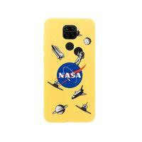 Xiaomi Redmi Note 9 NASA Desenli Premium Silikonlu Sarı Telefon Kılıfı