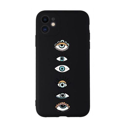 iPhone 11 Uyumlu Renkli Gözler Desenli Kamera Korumalı Lansman Kılıf Premium Silikonlu