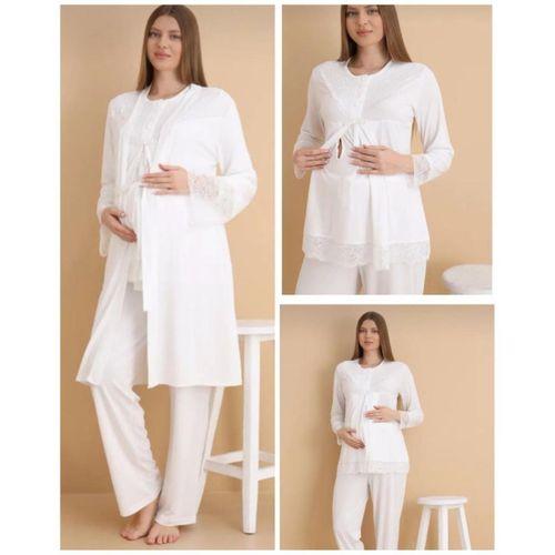 NEHİR 4022 Hamile Lohusa 3 Lü Pijama Sabahlık TK