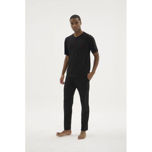 Erkek Pijama Takımı - Büyük Beden Midi Yaka