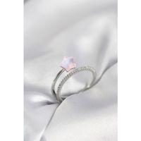 Gümüş Renk Zirkon Taşlı Pembe Halley Model Kadın Yüzük