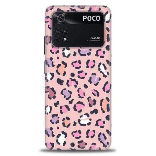 Xiaomi Poco M4 Pro 4G Kılıf HD Baskılı Kılıf - Pembe Leopar + Tam Ekran Koruyucu