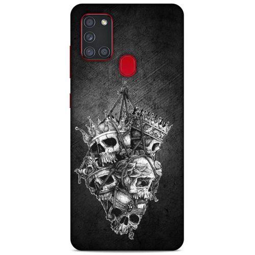 Lopard Samsung Galaxy A21s Uyumlu Kılıf Tattoo's (47) Crystal Flex Kılıf Kafatasları