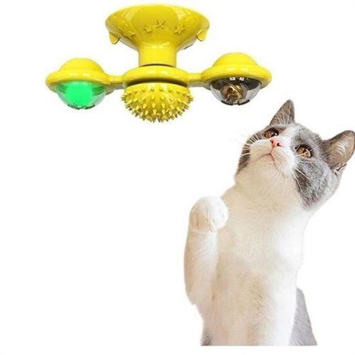 Angel Of Life® Pet Malzemeleri Vantuzlu Fırıldak Toplu Dönen Şeffaf Depo Tasarım İnteraktif Kedi Oyuncağı