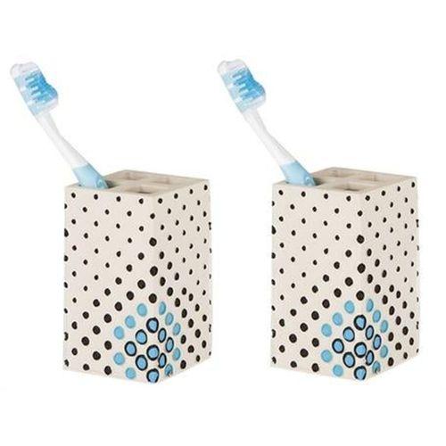 2 Adet Diş Fırçalık Puanlı Poliresin 6X6X10Cm Banyo Seti