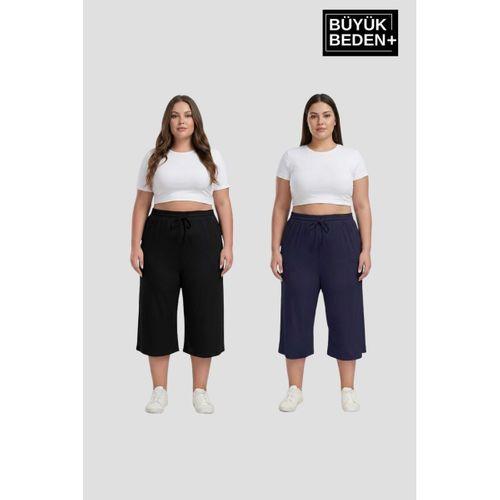 Büyük Beden Kadın İkili Set Kapri Şort Rahat Kalıp 3XL-6XL SPR26BSRK591+2