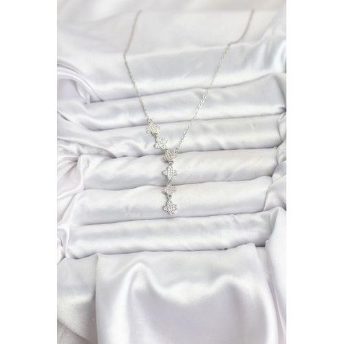 316L Çelik Zincir Gümüş Renk Yonca Model Kadın Kolye