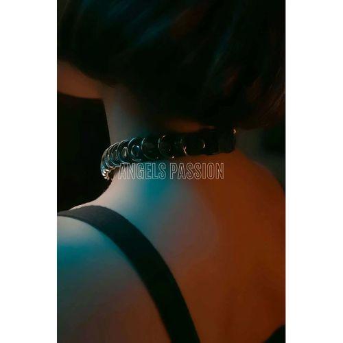 Şık Elastik Choker - Halka Detaylı Lastik Kolye - Şık Lastik Choker Harness - APFT576