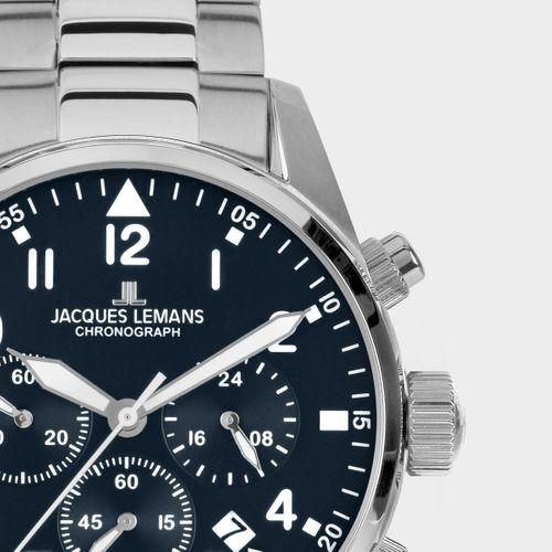 Jacques Lemans Sport JL.42-2D Quartz Çelik Gri Mavi Kadran 10 ATM 42 mm Erkek Kol Saati