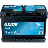 Exide 12 Volt 70 Ah Amper EK700 760A AGM Akü