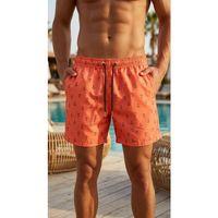 Erkek Deniz Şortu Fermuarlı Cepli File Astarlı Hızlı Kuruyan Premium - Turuncu