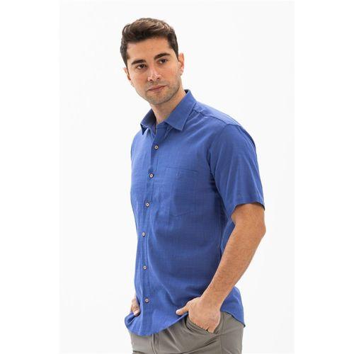 Kısa Kol Şile Bezi Tek Cepli Erkek Yazlık Gömlek Saks 3050