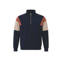 Oversize Erkek Kolları Garnili Selanik Örme Erkek Sweatshirt - Lacivert