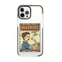 iPhone 12 Pro Casetify Women At Work Desenli Anti Shock Premium Silikonlu Siyah Kenar Detaylı Telefo