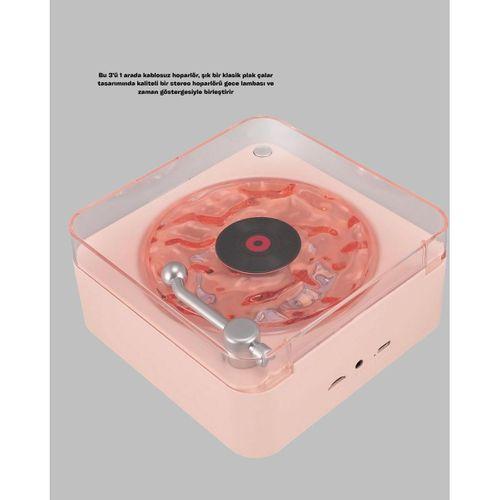 Retro Bluetooth Hoparlör – Yumuşak Gece Lambası Ve Saat Göstergeli