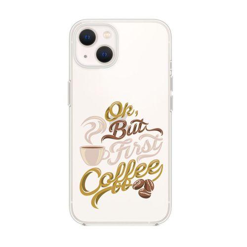 iPhone 13 Mini Firt Coffee Desenli Premium Silikonlu Şeffaf Telefon Kılıfı