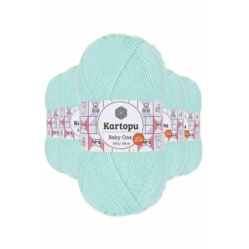 5 Adet Baby One Tüylenmeyen El Örgü İpi Yünü Açık Yeşil K507