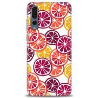 Huawei P20 Pro Kılıf HD Baskılı Kılıf - Bordo Limon Dilimleri + Tam Ekran Koruyucu