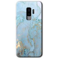 Galaxy S9 Plus Kılıf HD Desen Baskılı Arka Kapak - Mavi Gold Mermer