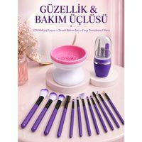 Kadın Güzellik Seti 12 Parça Makyaj Fırçası Fırça Yıkama Temizleme Cihazı Manikür Pedikür Tırnak Bakım Seti