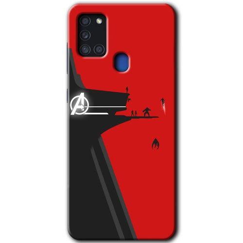MRCİLETİSİM Samsung Galaxy A21s Kılıf HD Desen Baskılı Arka Kapak + Temperli Cam - Avengers Tower