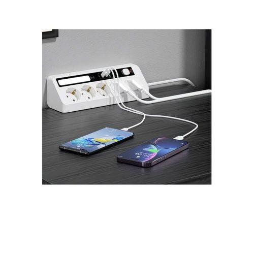 5’li Akım Korumalı Priz 2500w | 2 Usb + 2 Type-c Hızlı Şarj | Led Gece Lambalı | Dokunmatik Beyaz