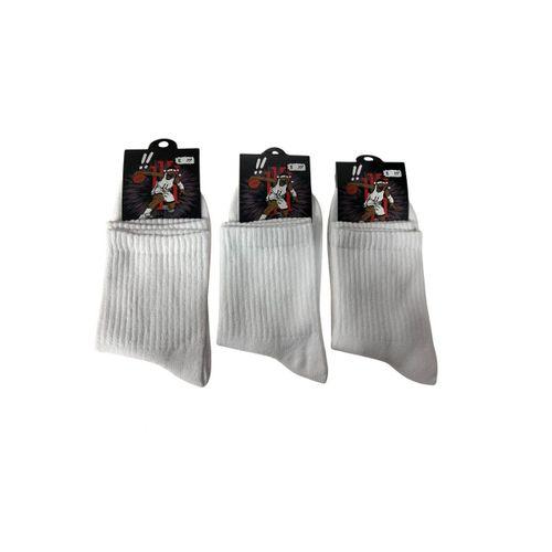 Yalıncak Uzun Konç Kolej Çorap  Beyaz Desensiz 6 Adet