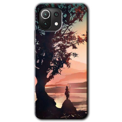 MRCİLETİSİM Xiaomi Mi 11 Lite Kılıf Baskılı Kapak - Yalnız Savaşcı + 5D Tam Kaplayan Cam