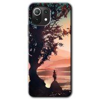 MRCİLETİSİM Xiaomi Mi 11 Lite Kılıf Baskılı Kapak - Yalnız Savaşcı + 5D Tam Kaplayan Cam